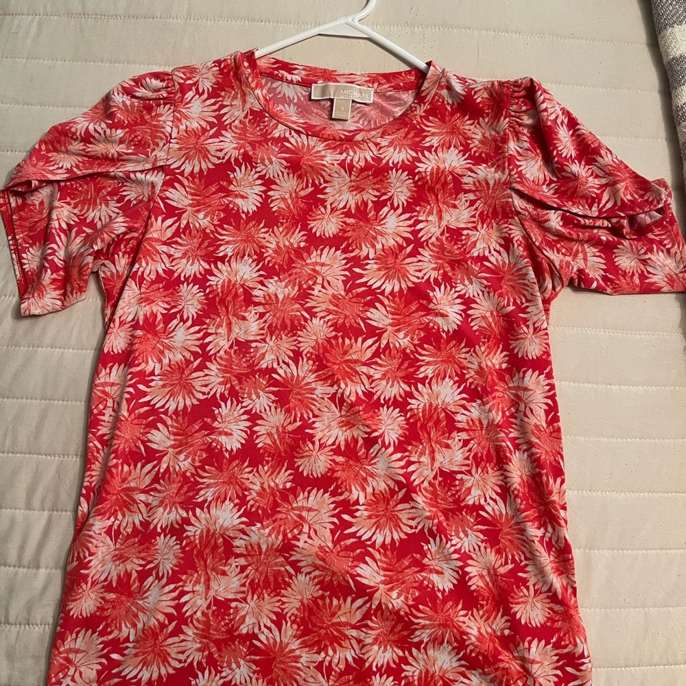 Michael Kors women’s sangria orange palm print petal sleeve top size small